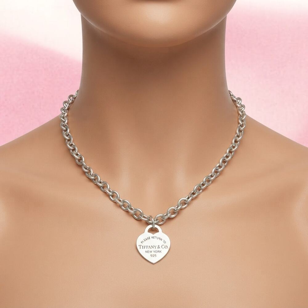 Tiffany & Co Return to Tiffany 925 Heart Tag Necklace 15.5" 54.7g Y2K